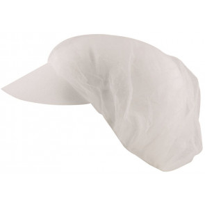 Jednorázová PP čepice se kšiltem TINA (100 ks) bílá